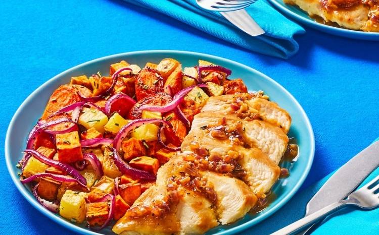 EveryPlate Garlic Rosemary Chicken with Roasted Root Veggies